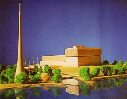 Initial model of Browns Ferry Nuclear Plant as originally conceived and ordered as a two-unit plant.  From brochure "TVA Power 1967."