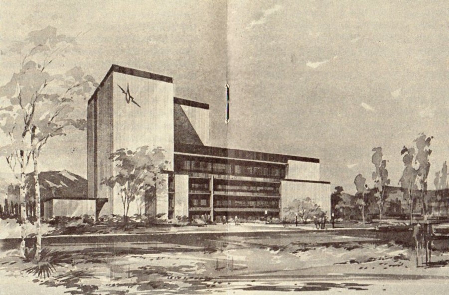 This rare artist's concept illustration of Fort St. Vrain comes from the October 1967 "News Briefs" brochure included in a Fort St. Vrain press package.  This concept drawing is very close to the design actually built, which is shown in the artist's concept at the top of this article.